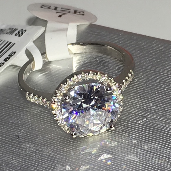 14k white gold halo ring engagement wedding - Picture 6 of 8